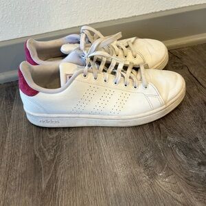 Adidas White Sneakers with Maroon Detail